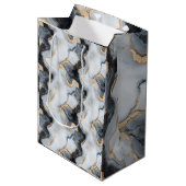 Black, Gold & White Marble Print Designer Gift Bag Medium Cadeauzakje (Voorkant Gekanteld)