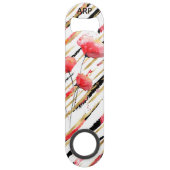 *~* Black Gold White Poppy Pattern Speed Flessenopener (Voorkant)