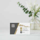 Black Gold & White QR Code Carte de visite 34 Pack (Debout devant)