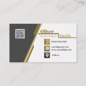 Black Gold & White QR Code Carte de visite 34 Pack (Devant)