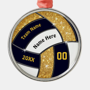 Black Gold White, Volleyball Ornaments Personalize Metalen Ornament