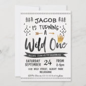 Black Gold Wild One Boys 1st Birthday Invitation (Devant)