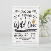 Black Gold Wild One Boys 1st Birthday Invitation (Debout devant)