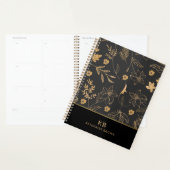 Black Gold Wildflowers floral bloom 2026 planner (Devant avec enveloppe)