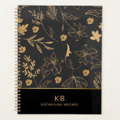 Black Gold Wildflowers floral bloom 2026 planner (Devant)