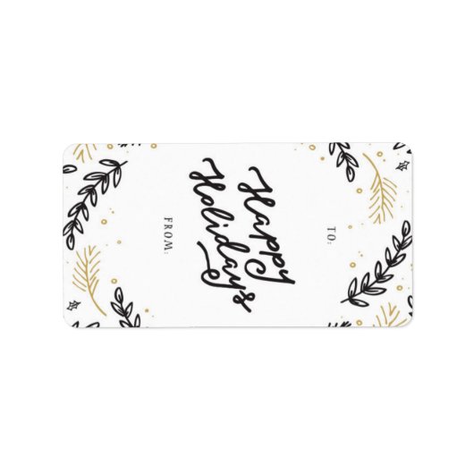 Black & Gold Winter Floral - gift label (Voorkant)