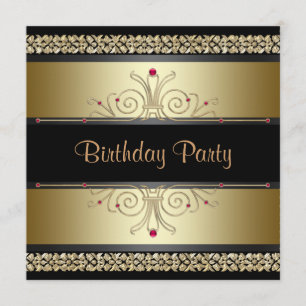 Black Gold Womans Birthday Party-uitnodigingen Kaart