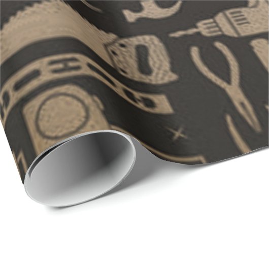 Black & Gold Workshop Tools Wrapping Paper Cadeaupapier (Rol Hoek)