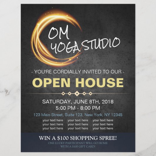 Black Gold YOGA Massage Therapy Studio Open House Flyer (Voorkant)