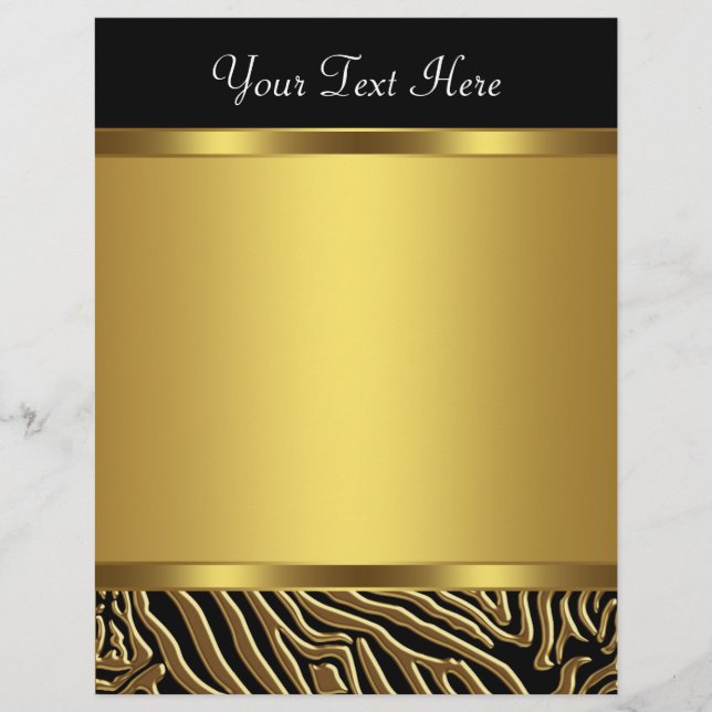 Black Gold Zebra Elegant Black Zebra Letterhead (Voorkant)
