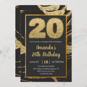 Black Golden 20e anniversaire Invitation