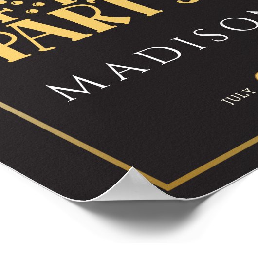 Black Golden Abstract Fabulous Fun Vrijgezellenfee Poster (Hoek)