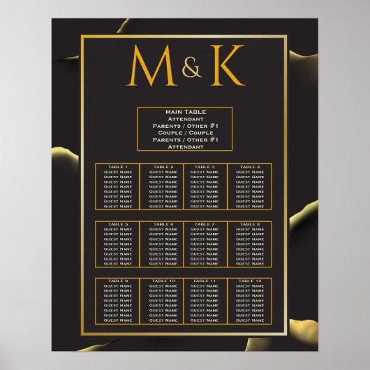 Black Golden Abstract Lovely Fab Wedding Poster (Voorkant)