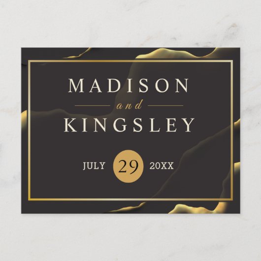 Black & Golden 💡 Abstracte inktolie Briefkaart (Voorkant)