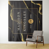 Black & Golden 💍 Abstracte inktolie Wandkleed (In situ)