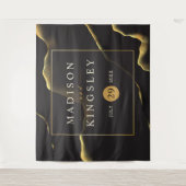 Black & Golden 💍 Abstracte inktolie Wandkleed (Voorkant)