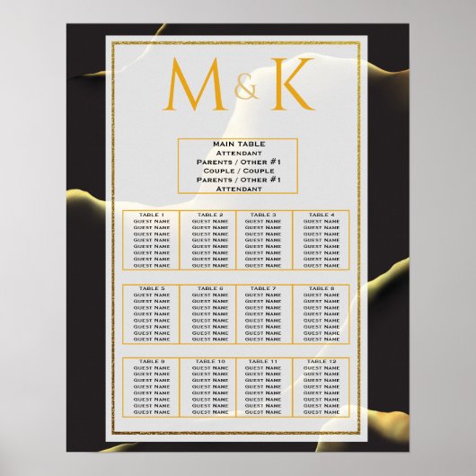 Black Golden Abstrait Lovely Modern Mariage Poster (Devant)