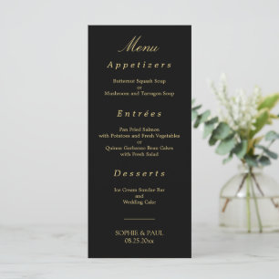 Black Golden Beige Elegant Wedding Menu