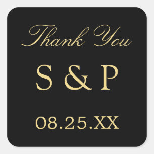 Black Golden Beige Wedding Favor Dank je Sticker