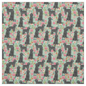 Black Golden Doodle florals munt Stof (Swatch)