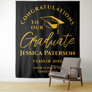 Black Golden Gefeliciteerd met ons Afstuderen fees Wandkleed