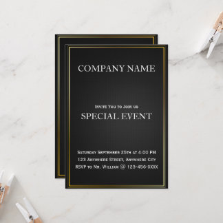 Black Golden Lijst Corporate Party Invitation Kaar Kaart