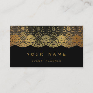 Black Golden Royal Lace Event Wedding Planner Visitekaartje