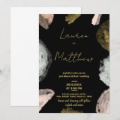 Black Golden Wedding Invitations (Devant / Derrière)