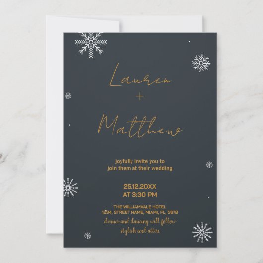 Black Golden Wedding Invitations (Devant)