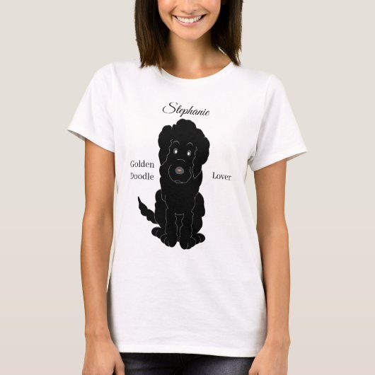 Black Goldendoedle Dog Design T-Shirt (Voorkant)