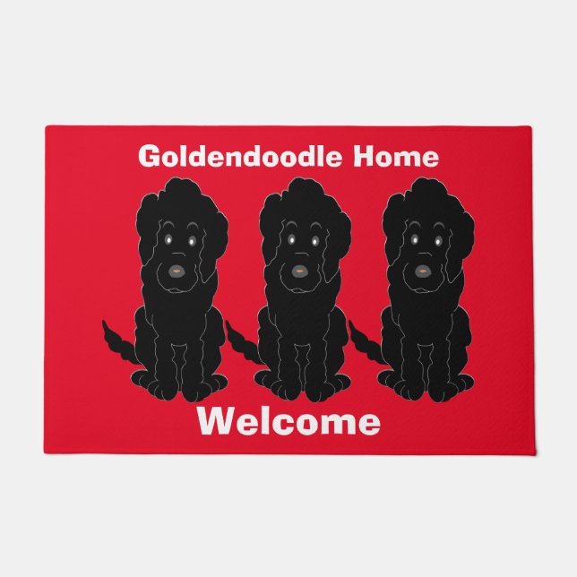 Black Goldendole Dog Design Doormat Deurmat (Voorkant)