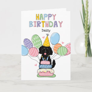 Black Goldendoodle Chien Bonne Carte d'Anniversair