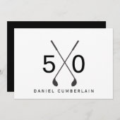 Black Golf Eenvoudig 50e verjaardagsfeest Kaart (Voorkant / Achterkant)