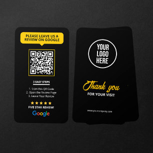 Black Google Reviews QR-code zakelijke beoordeling Visitekaartje