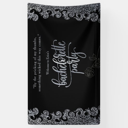 Black Gothic Bachelorette Party Welkom Spandoek (Verticaal)