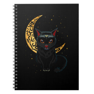 Black gothic Cat Crescent Wicca Gothic Kitten Notitieboek