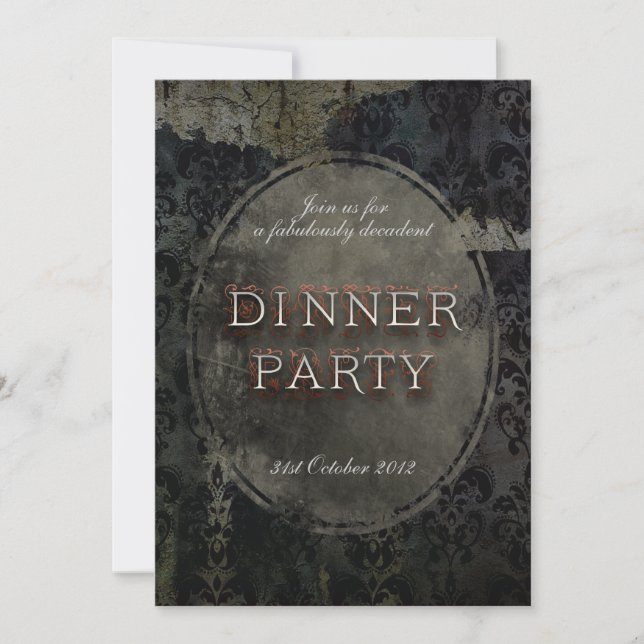 Black gothic Grunge Dinner Party Invitation Kaart (Voorkant)