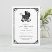 Black Gothic Stroller Baby Shower Invitation (Debout devant)