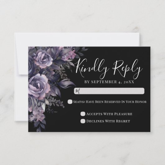 Black Gothic Wedding RSVP Card (Voorkant)