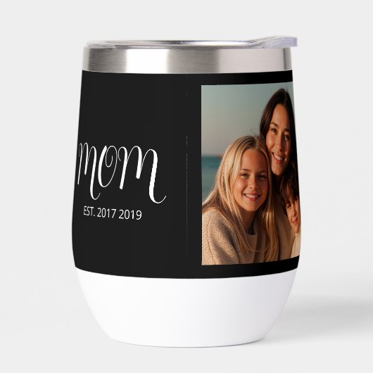 Black Graceful Script Mom Established Photo Gift (Gauche)