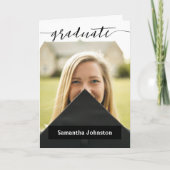 Black Graduate Script Modern Photo Invitation (Devant)