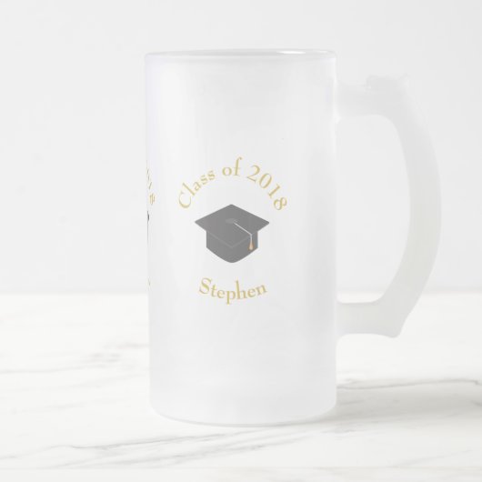 Black Graduation Cap Class of 20xx Custom Matglas Bierpul (Rechts)