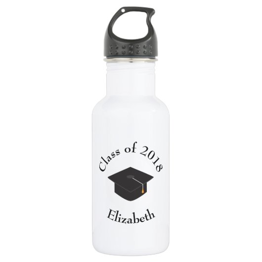 Black Graduation Cap Class of 20xx Custom Waterfles (Voorkant)