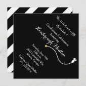 Black Graduation Cap Invitation Kaart (Voorkant / Achterkant)