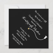 Black Graduation Cap Invitation Kaart (Voorkant)