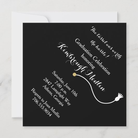Black Graduation Cap Invitation Kaart (Voorkant)