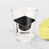 Black Gradup Cap Year Monogram Name Shot Glas (Voorkant)