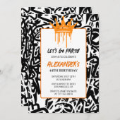 Black Graffiti 44e anniversaire invitation Hommes (Devant / Derrière)