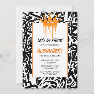 Black Graffiti 78e anniversaire invitation Hommes