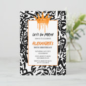Black Graffiti Hommes 38e anniversaire invitation (Debout devant)